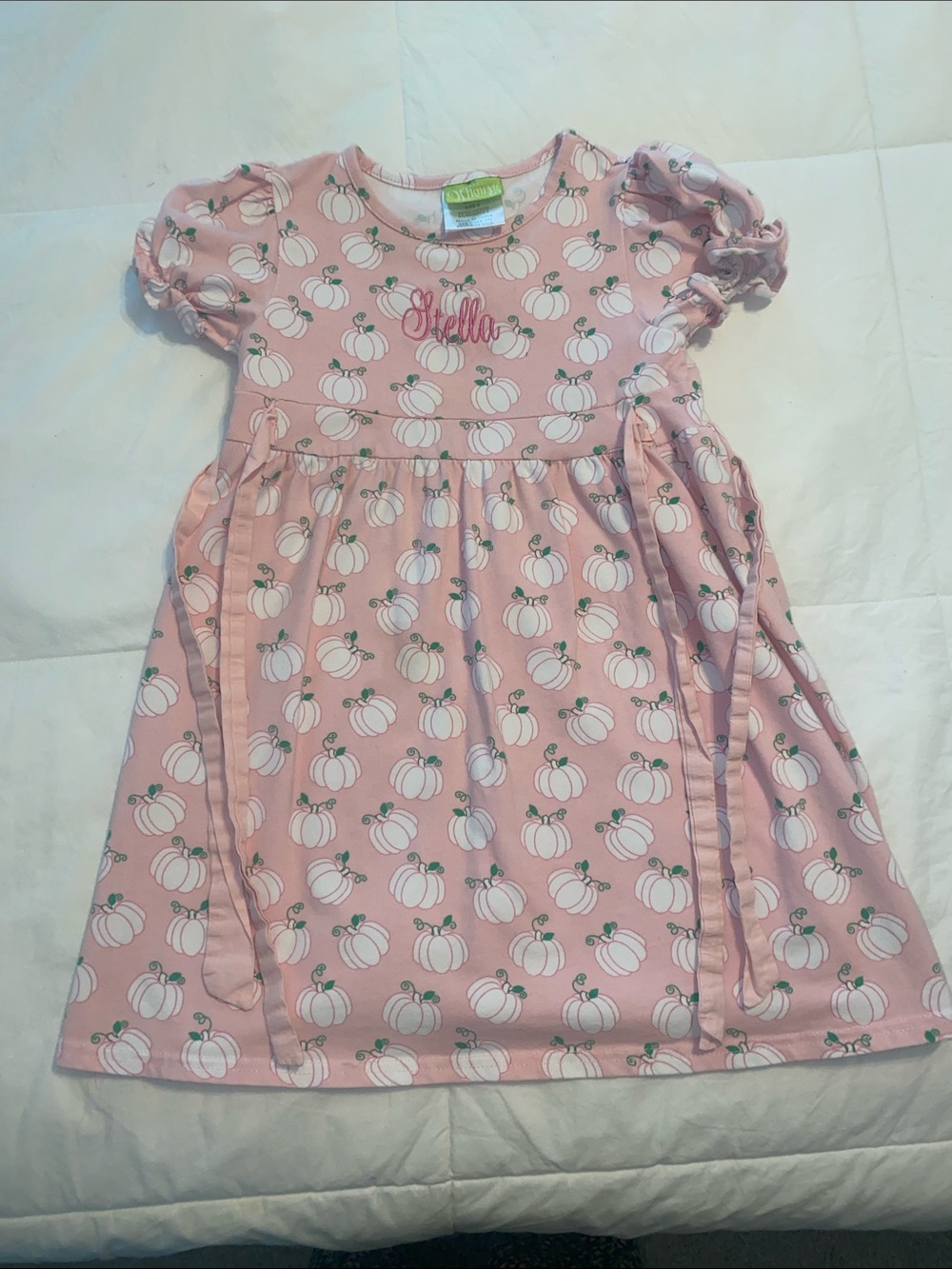 Stellah Pink Pumpkin Print Casual Kids Dress with Side Ties